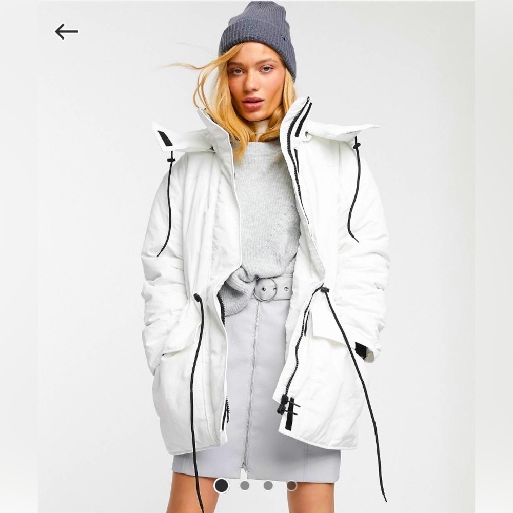 Weekday Zimbra Padded Jacket in White - ASOS